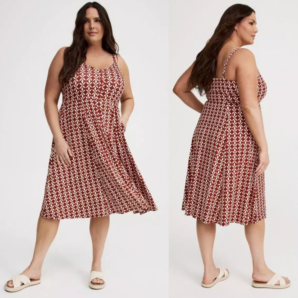 NWT Torrid 2 Geo Button Front Midi Dress 2X 18 20